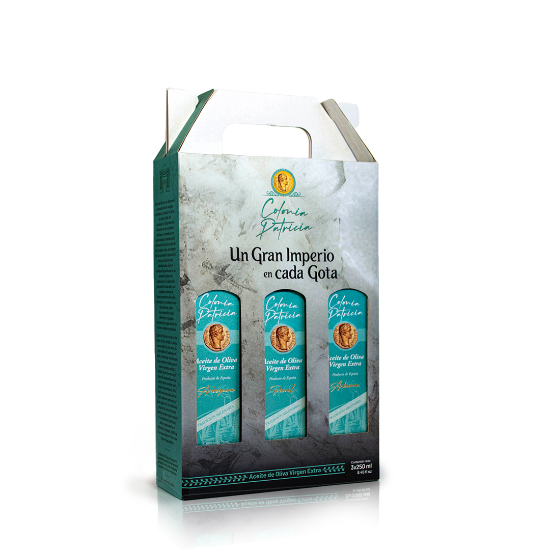 Estuche de botellas de aceite virgen extra